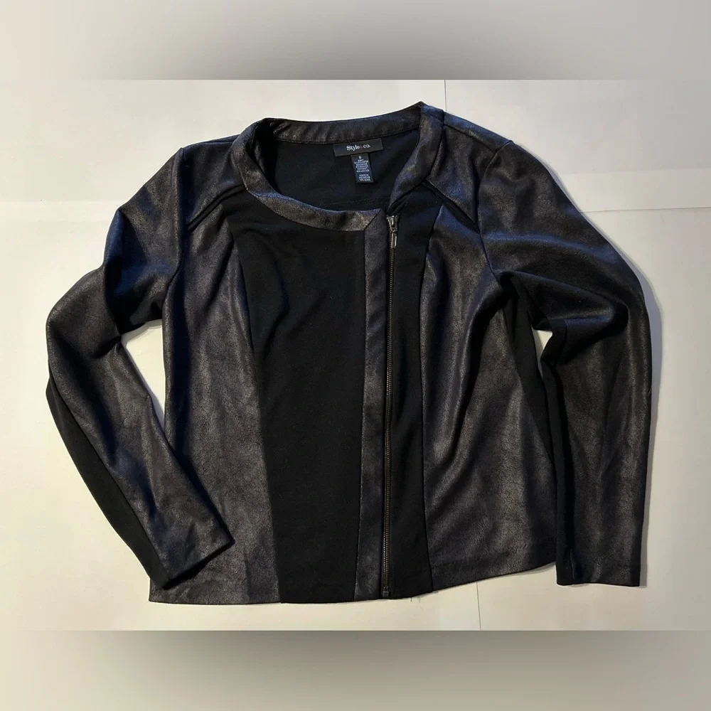 Style & Co Zip Up Black Blazer Size Small